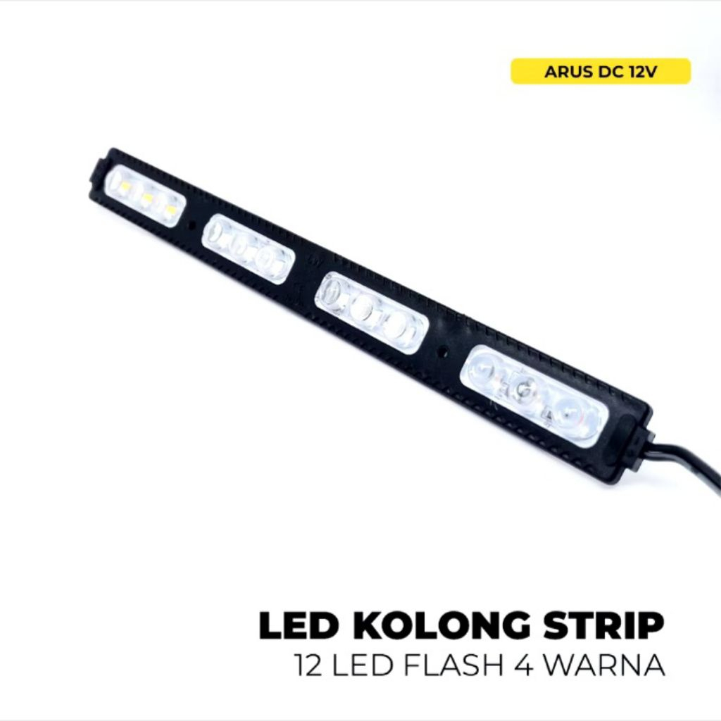 12VOLT - Lampu LED Kolong Strip 12 Mata 4 Warna Merah Putih Biru Kuning
