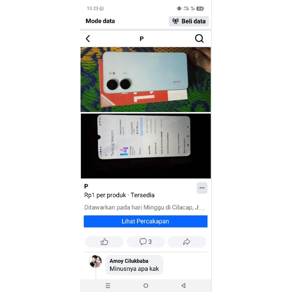 redmi 13c minus layar 8/256