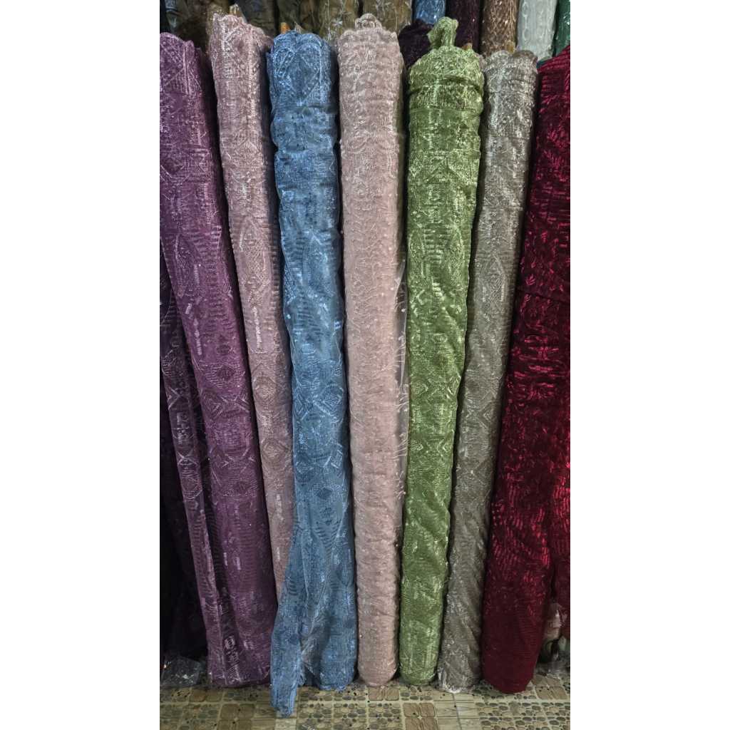 kain tulle sapto premium/tulle sapto motif prisket/bahan kain bridesmaid