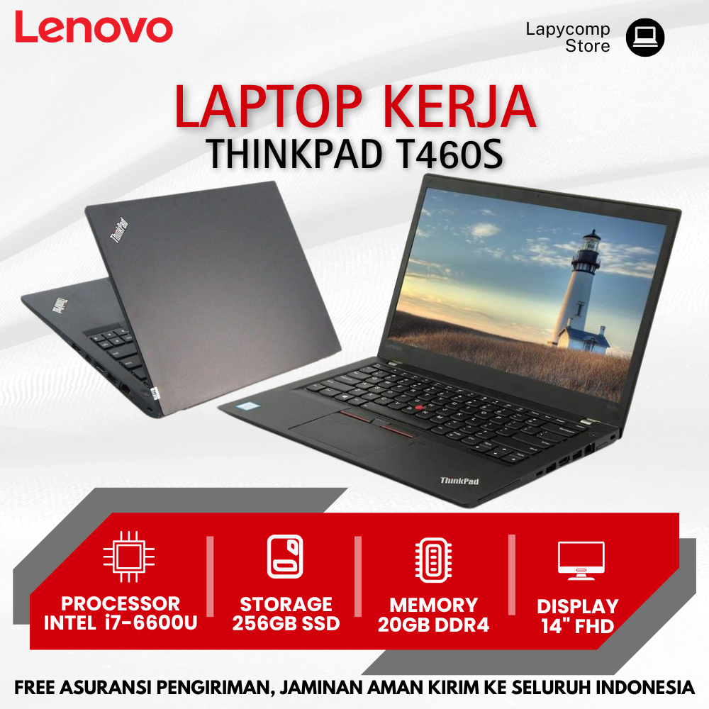 Lenovo Thinkpad T460S Intel Core i7 - 6600U Ram 20GB Ssd 256GB Layar 14" Laptop 4 Jutaan Murah