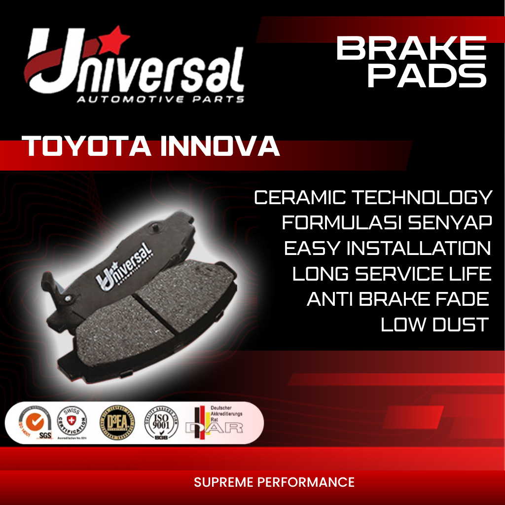 [UNIVERSAL] BRAKE PADS TOYOTA INNOVA, INNOVA REBORN FR, 04465-0K100, 04465-0K430