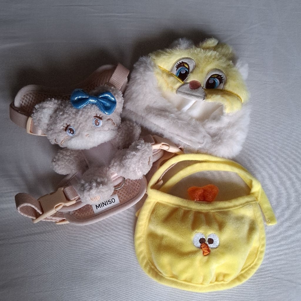 [PRELOVED] Miniso Character Item - Pet Harness Mikko / Bandana Dun Dun / Topi Miss Bunny