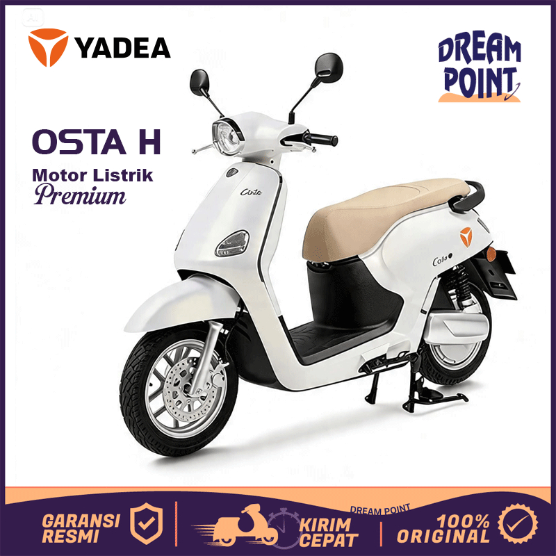 Yadea Motor Listrik Osta H Jarak Tempuh 90+ Km Retro Modern dan Stylish Motor Listrik Terbaru 2025