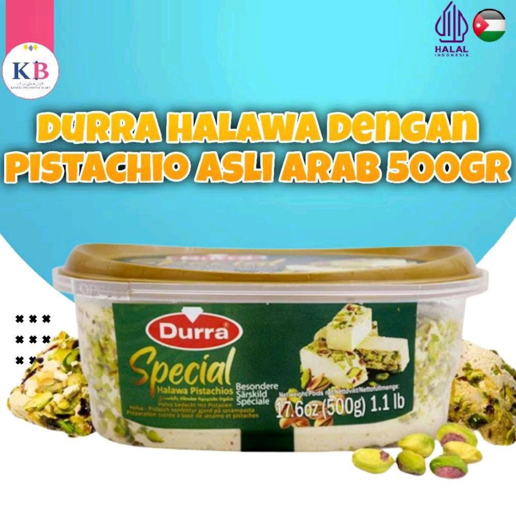 Durra Halawa Tahini Dengan Pistachio 500 Gr - DESSERT MANIS PIstachio Arab
