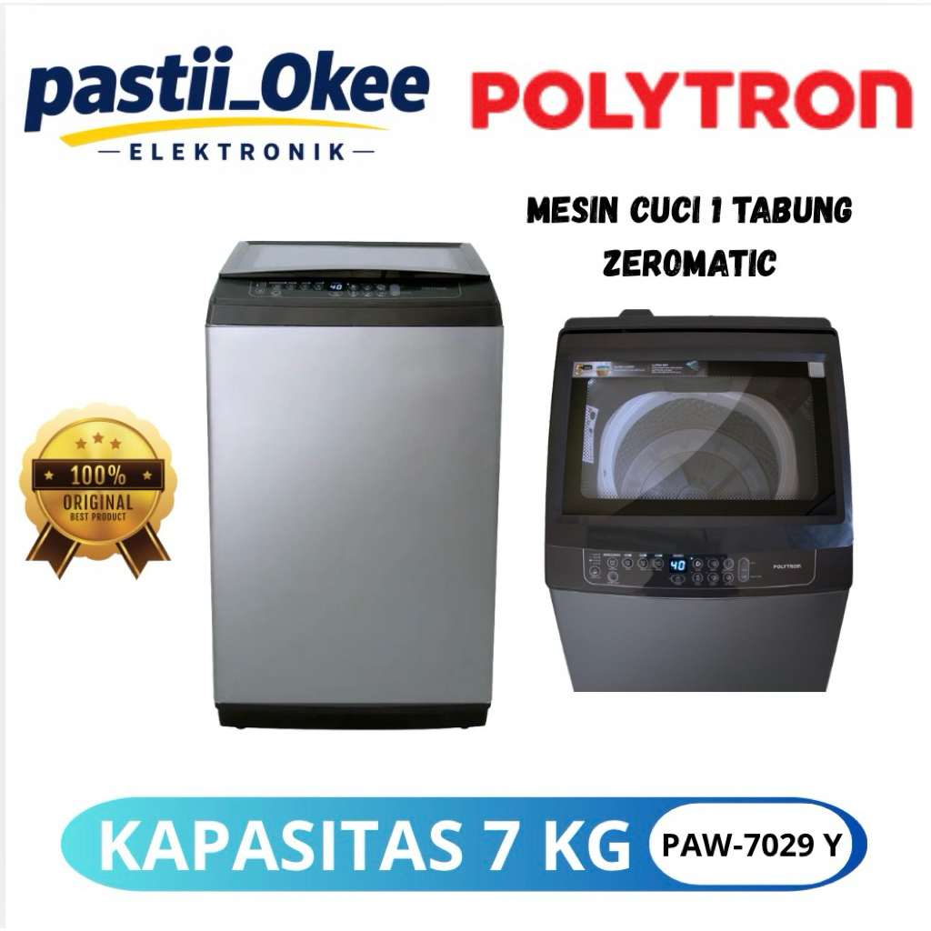 Mesin Cuci Otomatis 1 Tabung Top Loading - 7 KG PAW 7029TY/PAW-8029TY(8KG)PAW-1029TY(10KG), Teknolog