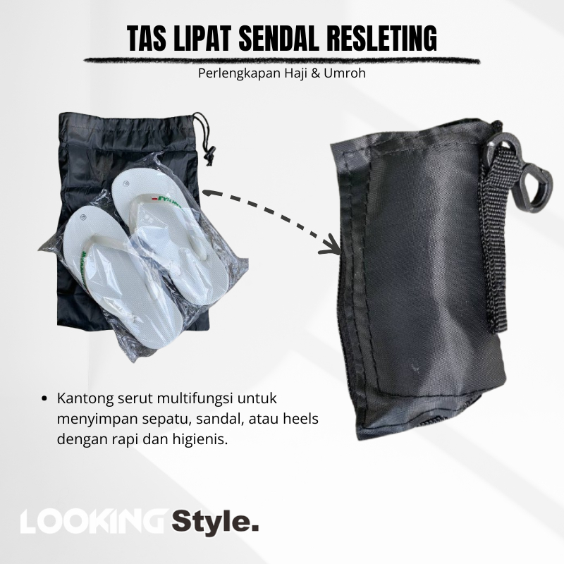 Looking Style - Tas Lipat Kantong serut Traveling Perlengkapan Haji umroh | Tas Sendal Waterproof Tr