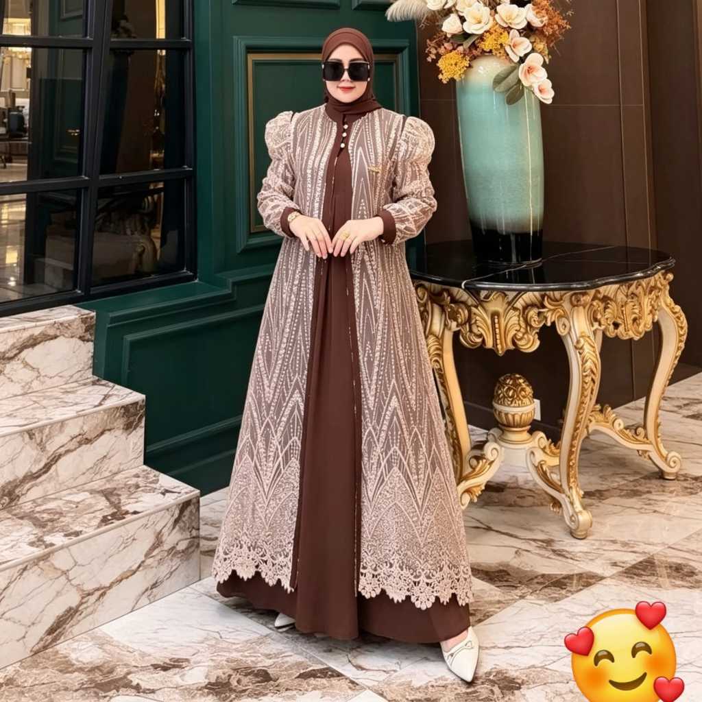 Aida  gamis kondangan brukat terbaru simple elegant Gamis Brukat Premium Ceruti Elegan Mewah Busana 