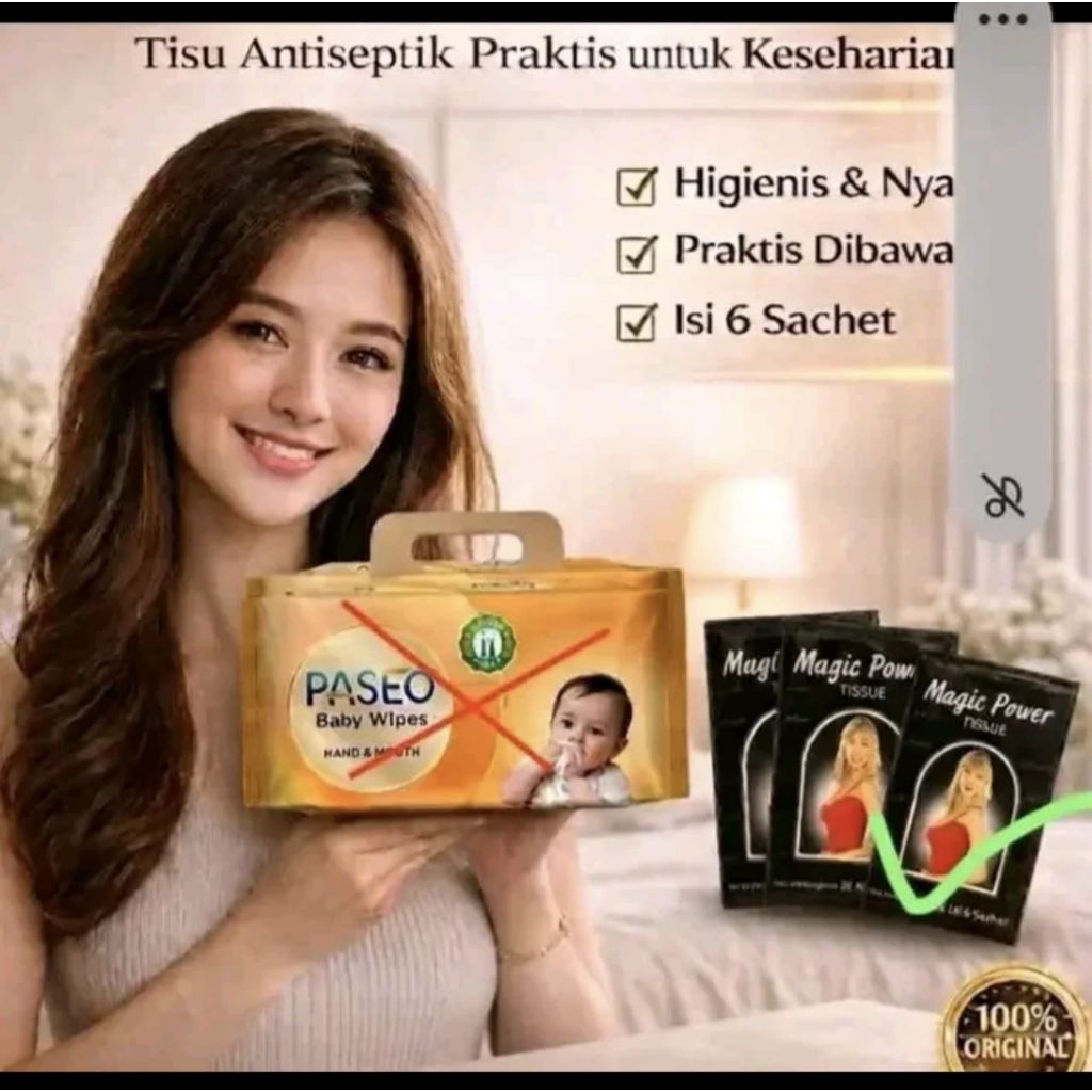 Tisu Magic untuk hiking  bertenaga -Magic Power Hitam Classic | Tissue Antiseptic Tisu Mejik Penunja