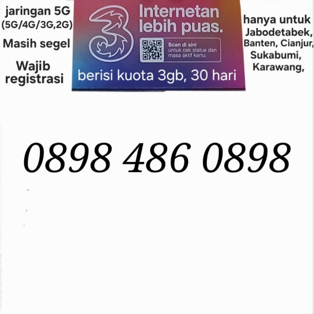 Nomor Cantik Tri 11 Digit Kartu Perdana 3 Three Tree 11 nomer angka 5G 4G Murah Termurah