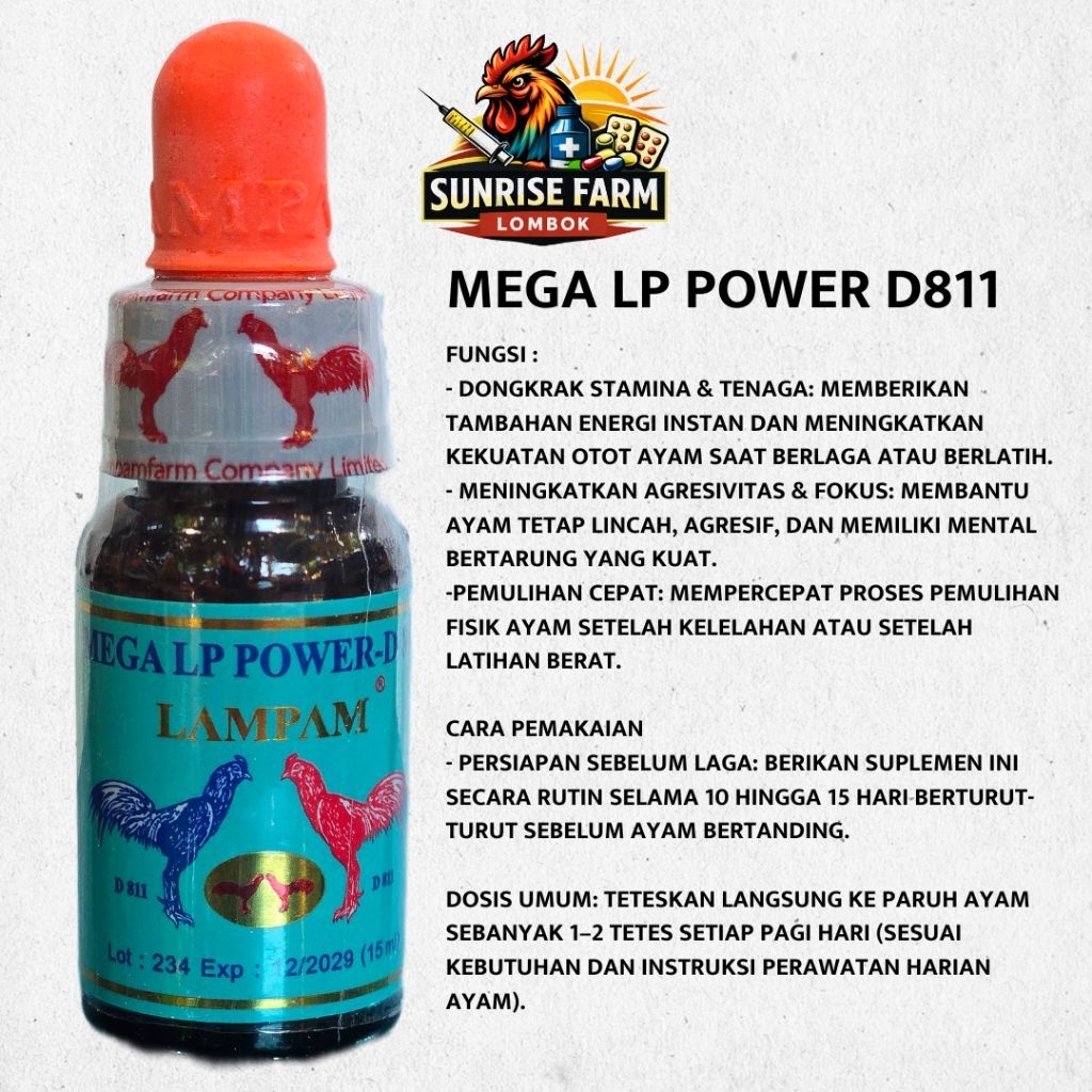 MEGA LP POWER D811 LAMPAM ORIGINAL THAILAND / MEGA LP / MEGA LAMPAM / OBAT AYAM THAILAND / MEGA LAMP