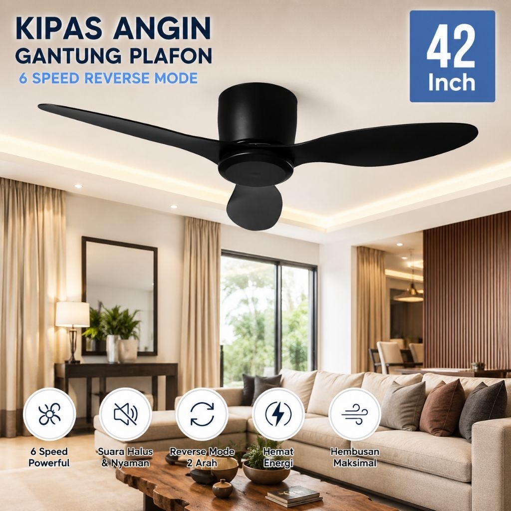 Kipas Angin Gantung 42 inch Dengan Remote Control