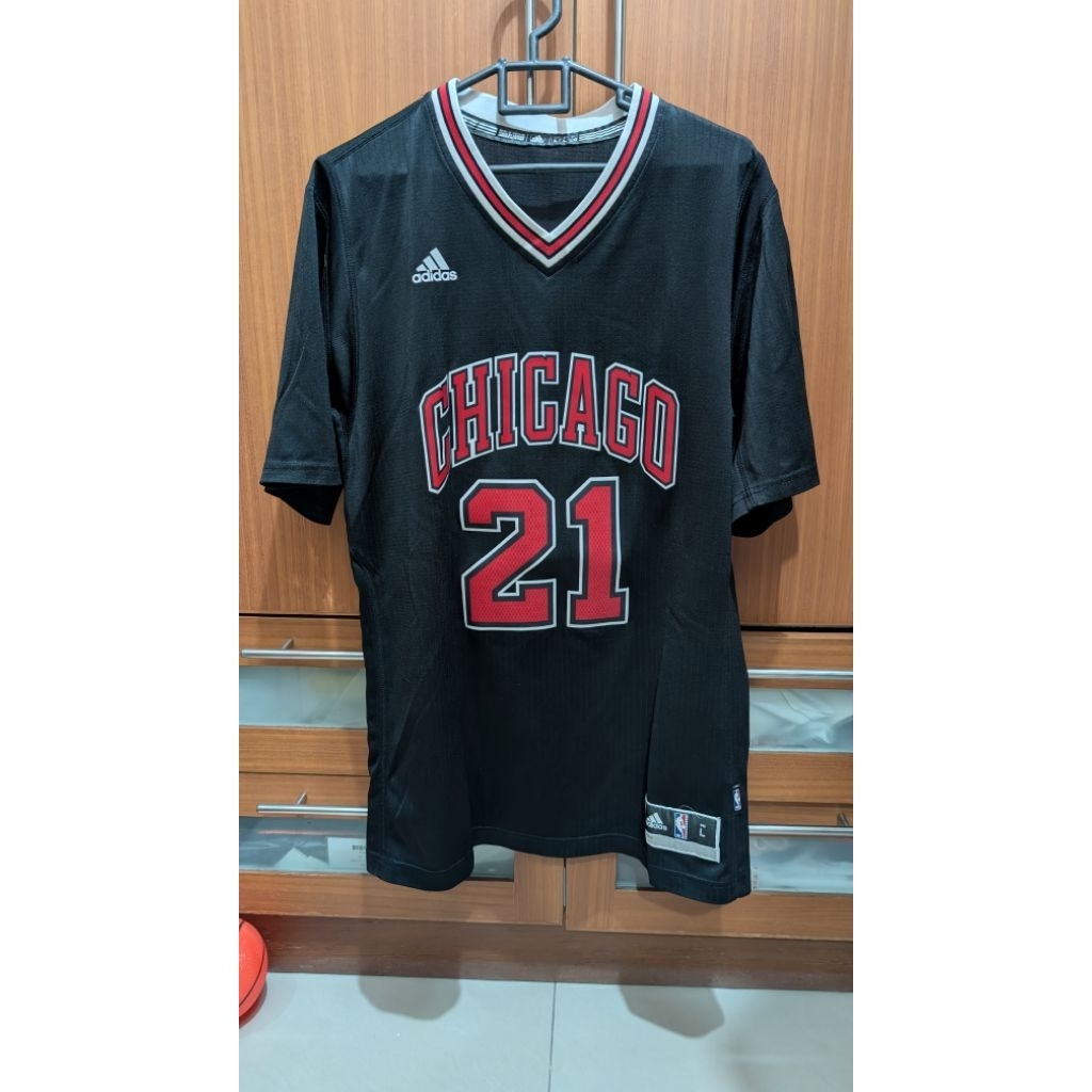 Jimmy Butler #21 Chicago Bulls Black Alternate Jersey Adidas Sleeved Berlengan Swingman Original Pre