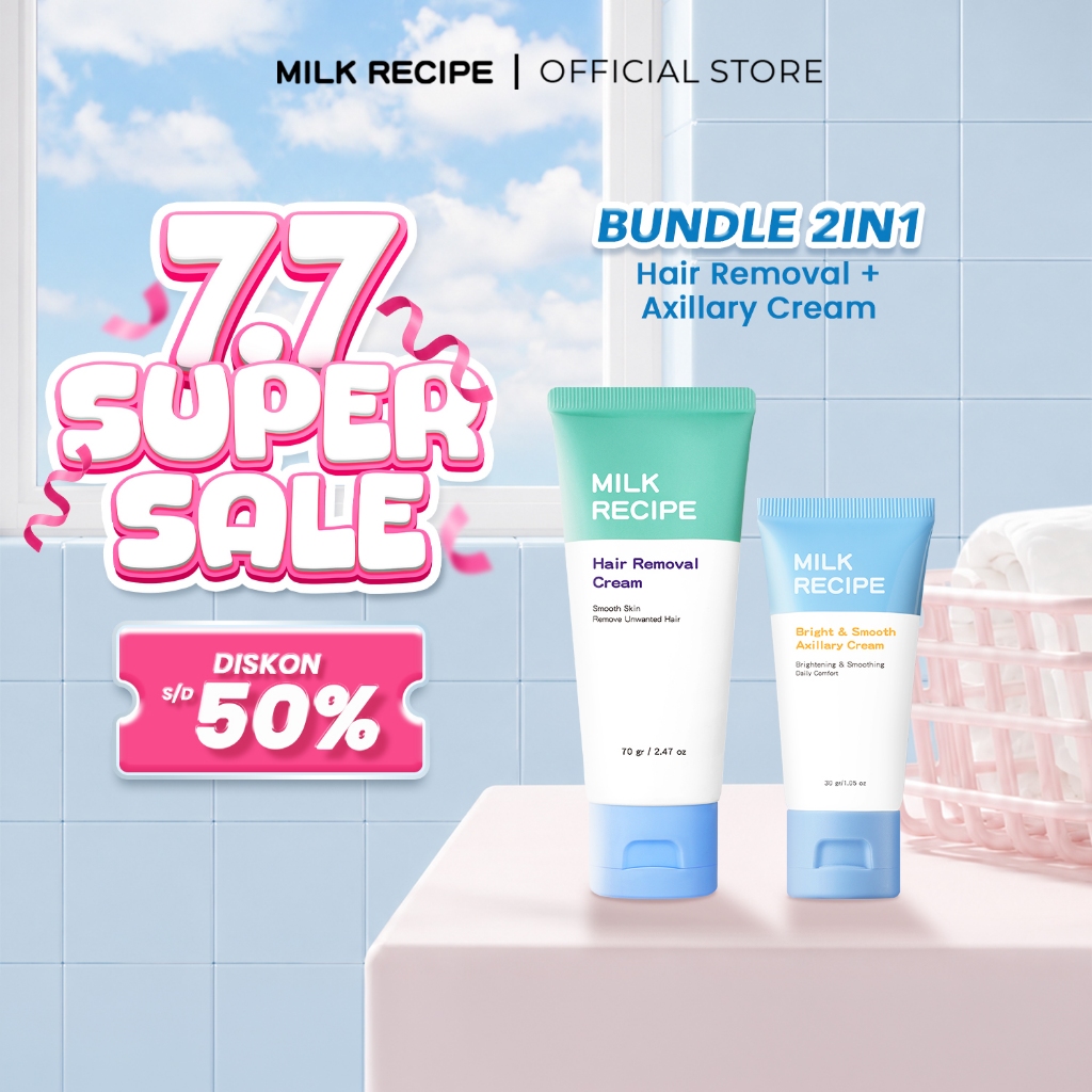 Milk Recipe Hair Removal Cream + Bright & Smooth Axillary Cream - Paket Krim Perontok Bulu Ketiak & 