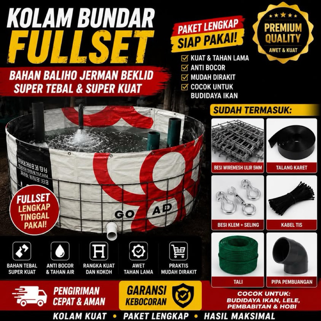 kolam bundar baliho jerman beklid super tebal D4 tinggi 1 fullset
