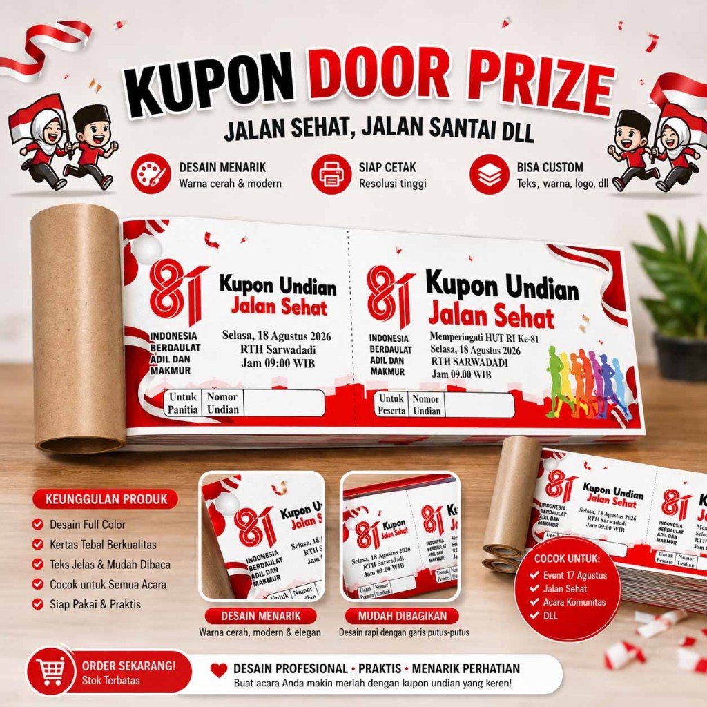 Kupon jalansehat 17 agustus, Kupon jalan sehat, Kupon undian, kupon custom, Kupon 17 agustus, Kupon 