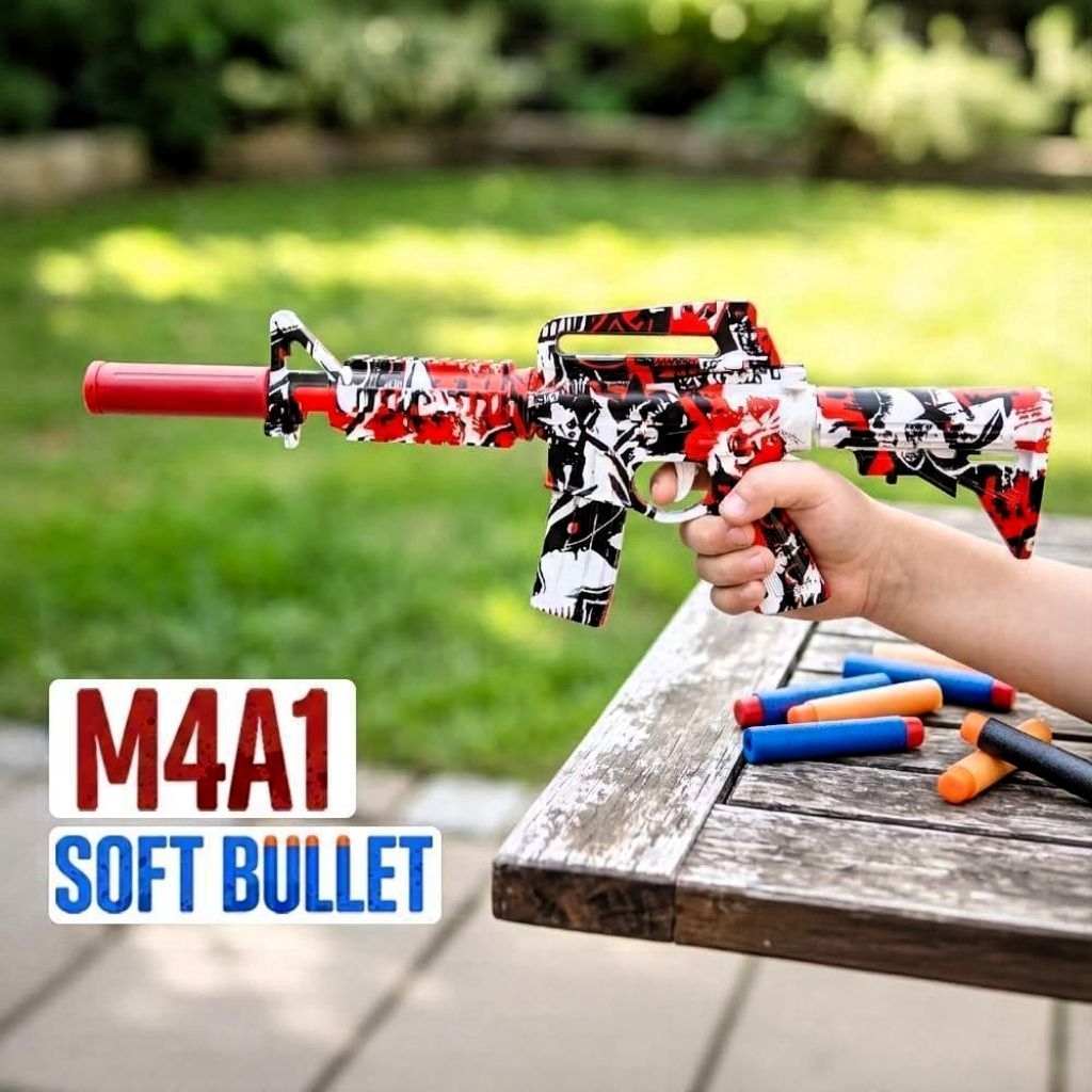 Mainan Anak FOCUS TARGET M4A1 NO.B2-4 Mainan Tembakan Anak Soft Bullet Strike Outdoor Seru