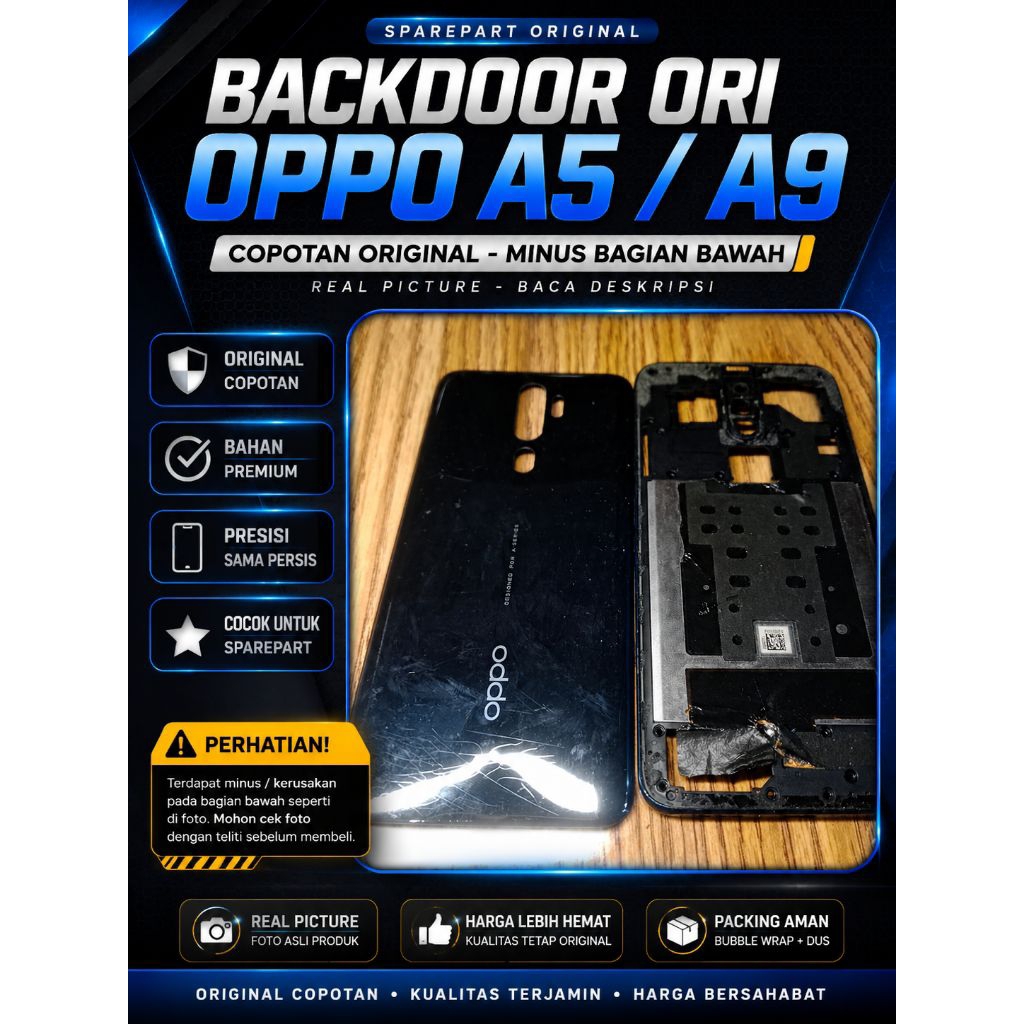 Backdoor+bazel OPPO A5 2020 A9 2020 Ori Copotan Minus Bagian Bawah Cek Foto