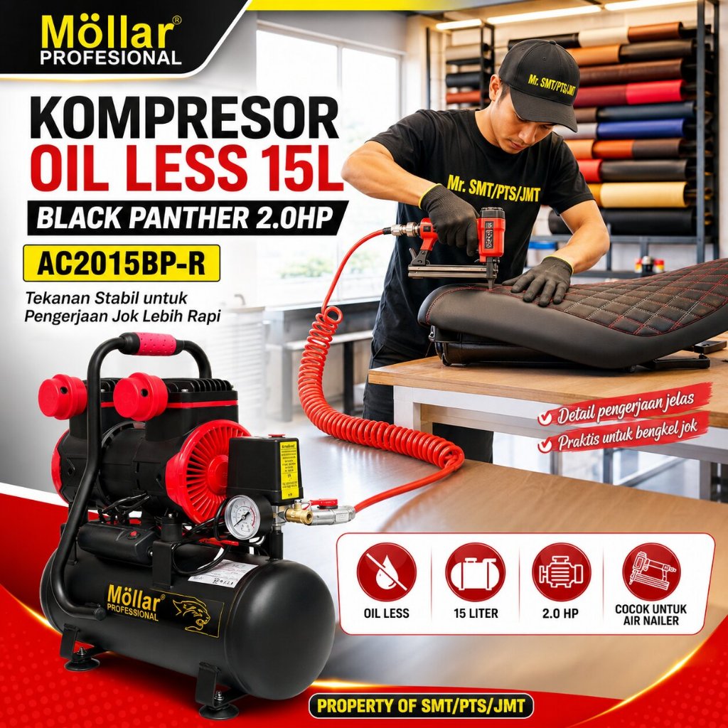 MOLLAR AC2015BPR KOMPRESOR OILESS 2 HP 15 LITER COMPRESSOR 15L