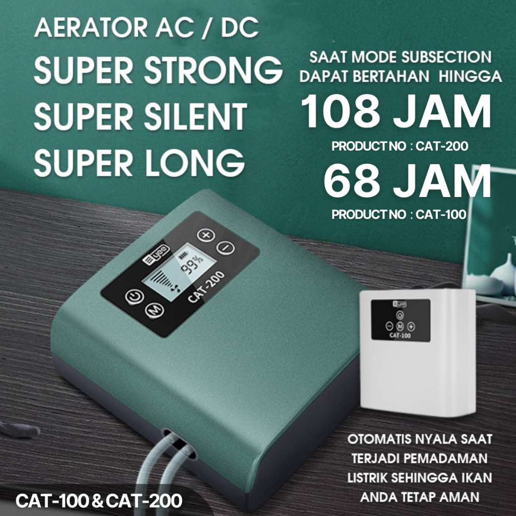 Strong Aerator Aquarium AC DC USB Air Pump Baterai Silent Airator Portable Kuat 1 2 Lubang Pompa Gel