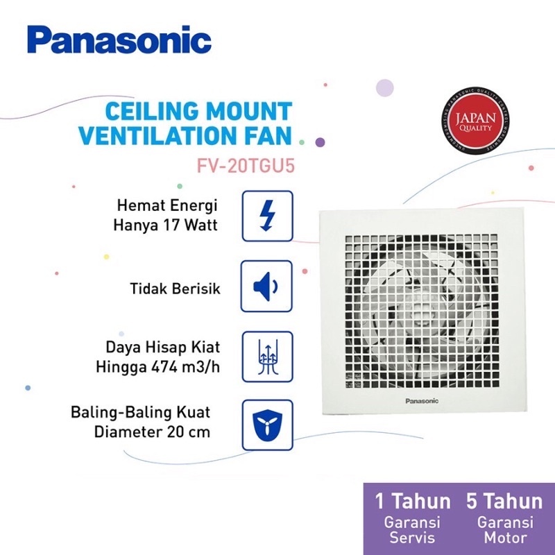 Exhaust Fan PANASONIC 6/8/10 inch FV-15 TGU / FV-20 TGU / FV-25TGU