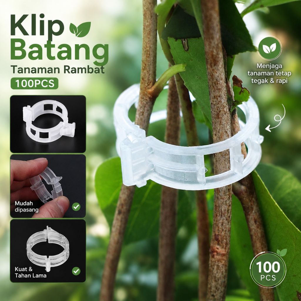 100PCS Alat pengikat batang tanaman merambat, gesper pengikat cabang, penjepit tanaman merambat, pen