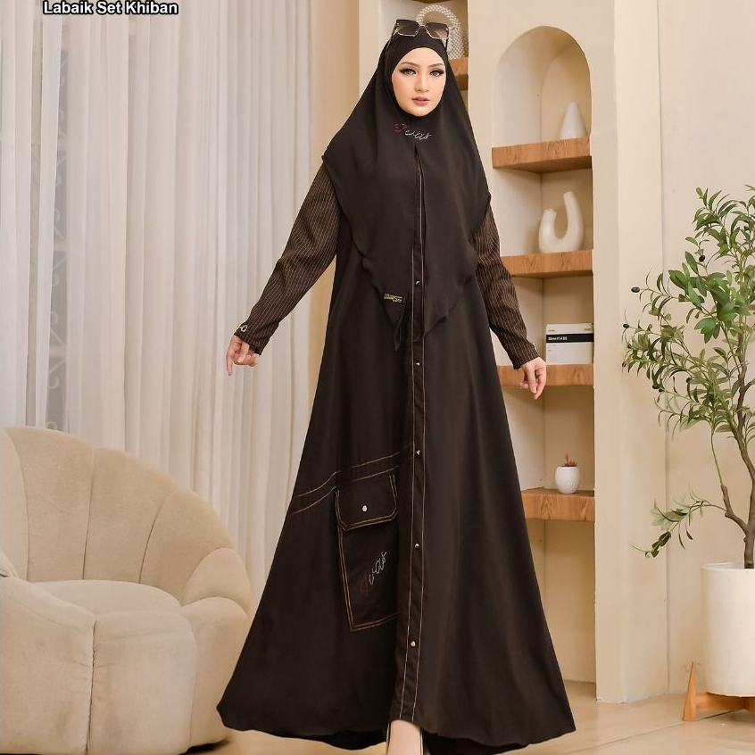 Labaik Set Khiban Gamis Simple Elegant by Ivas Production