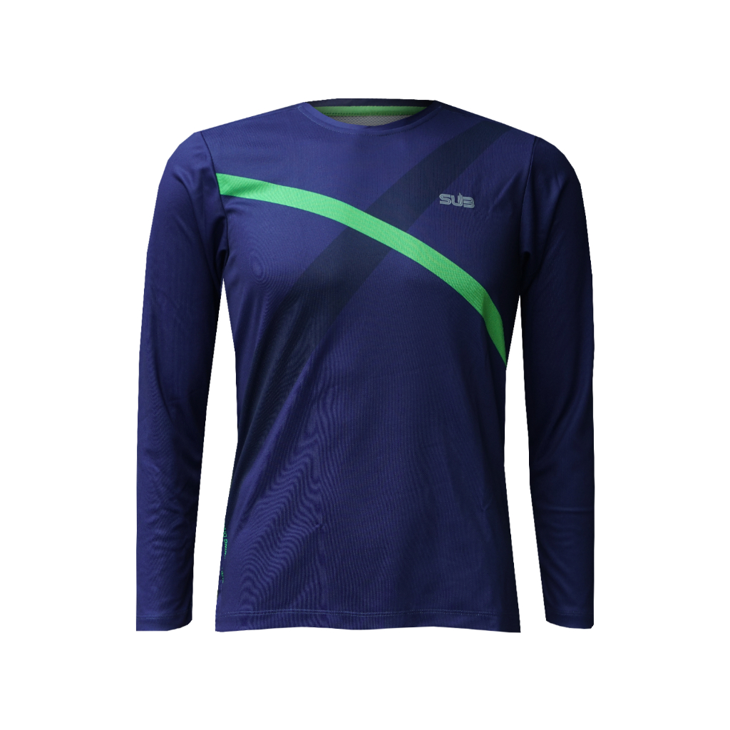 SUB JERSEY STREAMLINE MESH MEN LONG SLEEVE RUNNING JERSEY NAVY BLUE