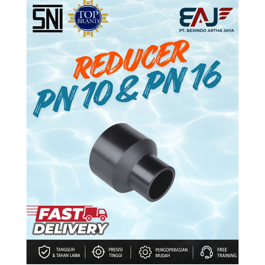 Reducer HDPE 315 mm x 160 mm PN10 Dan PN16 | Reducer Fitting Pipa HDPE | Distributor Resmi