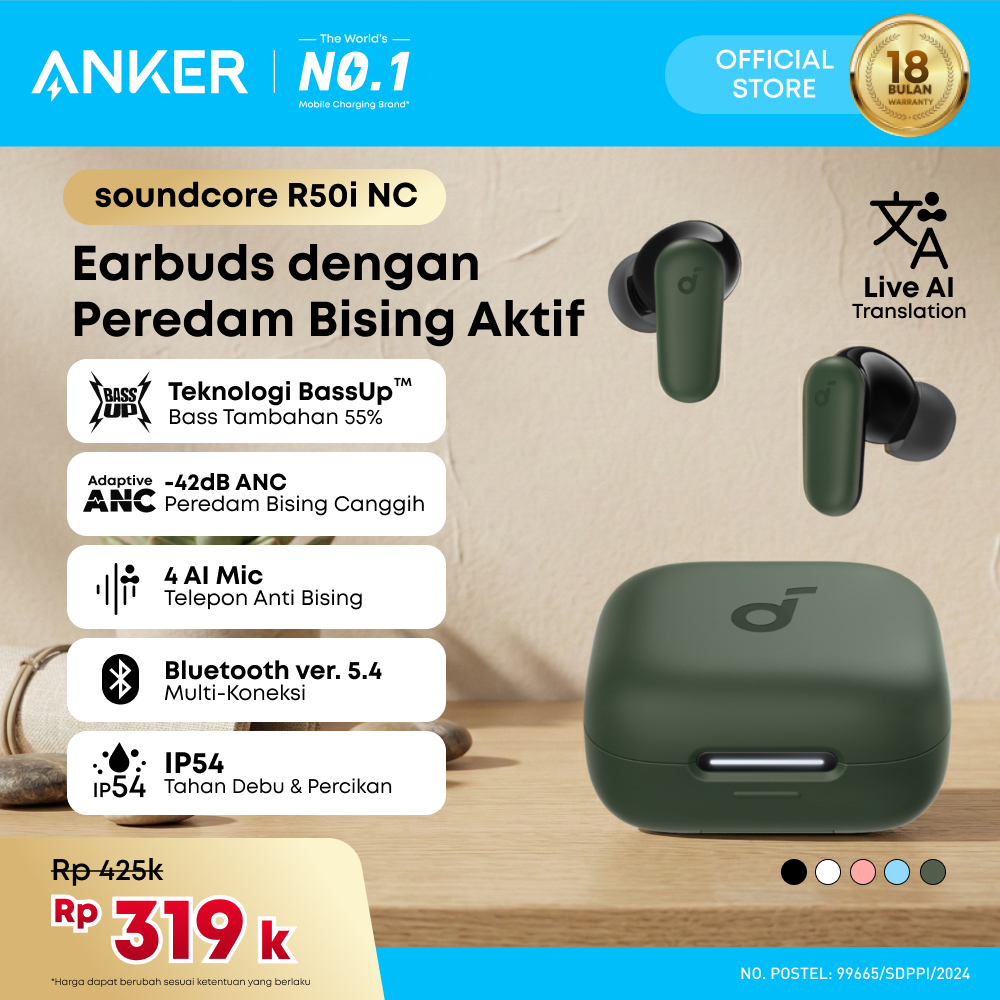 (NEW LAUNCH) Soundcore by Anker R50i NC Earbuds Adaptive Noise Canceling Headset Wireless Earphone B