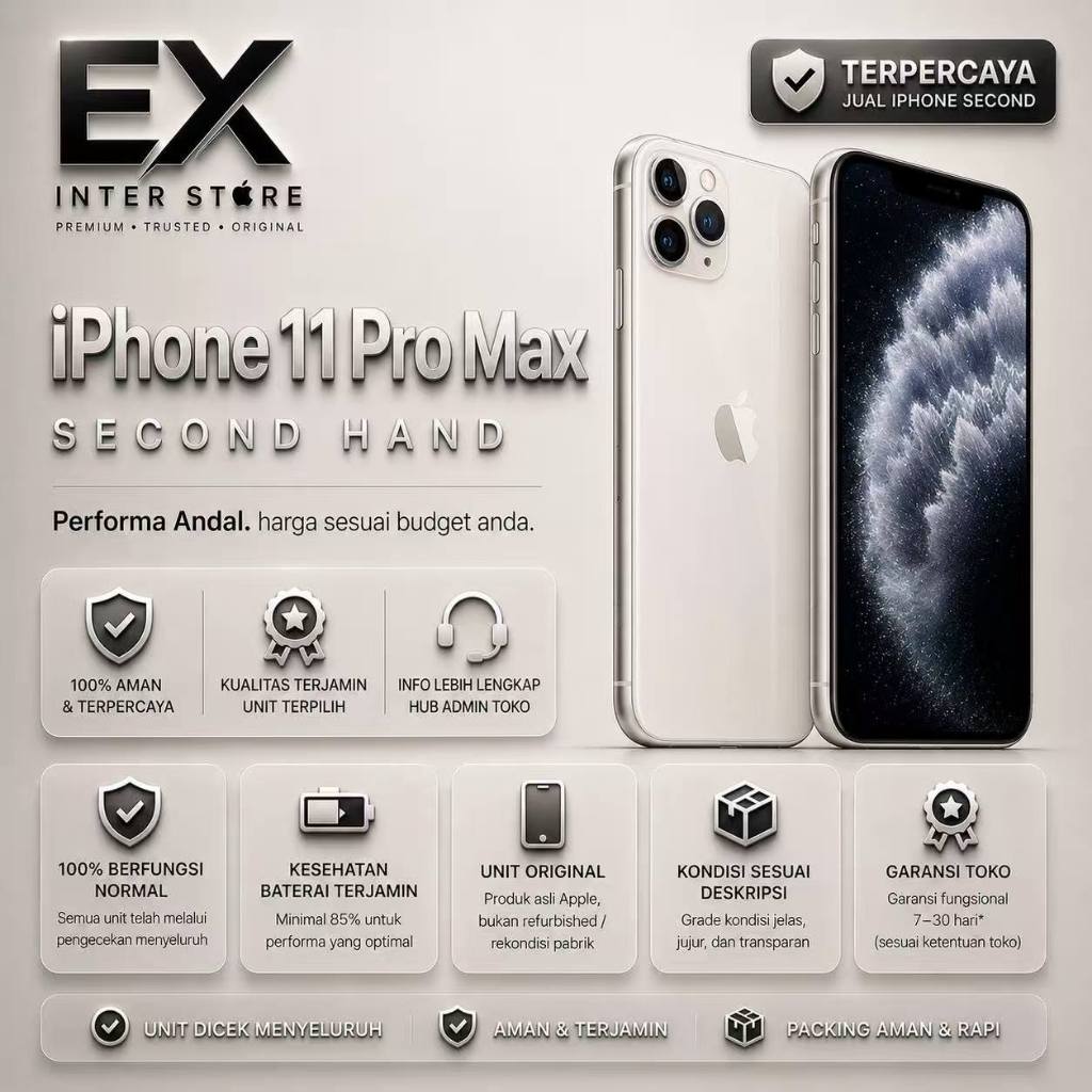 EX Inter IPHONE 11 PRO MAX 64 GB 256GB Bisa ALL SIM Good Condition Best Quality 100% Ori No Simlok N