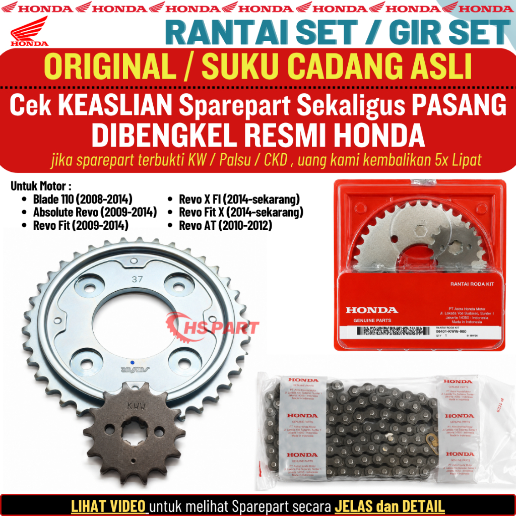 Rantai Gir Set Revo Revo Fit X AT Revo X Fi Injeksi Original AHM Honda 100%