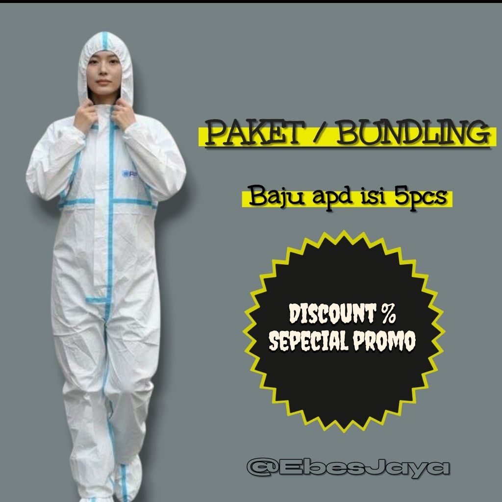 PROMO BUNDLING 5pcs BAJU APD HAZMAT MEDIS COVERALL MICROPORUS