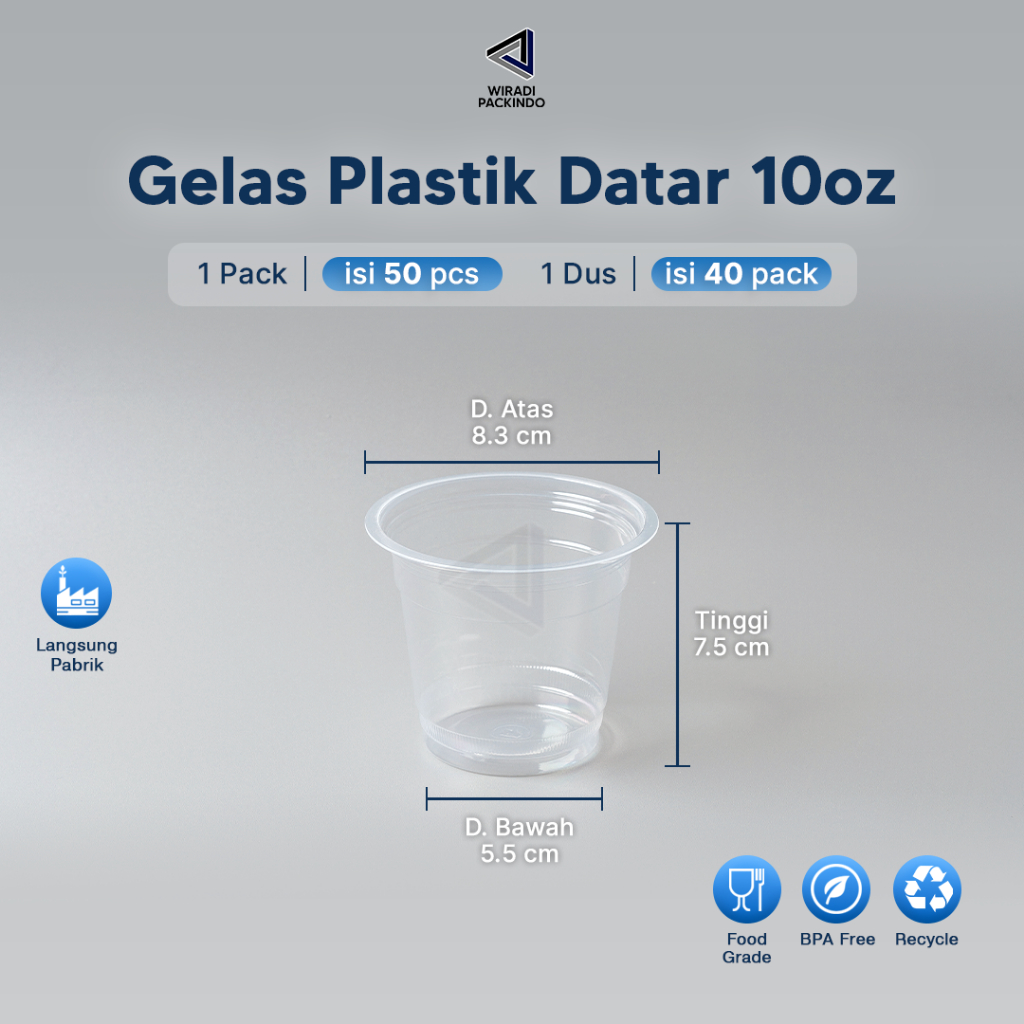 GELAS PLASTIK DATAR 10 OZ / CUP DATAR 10 OZ / GELAS PLASTIK TEBAL