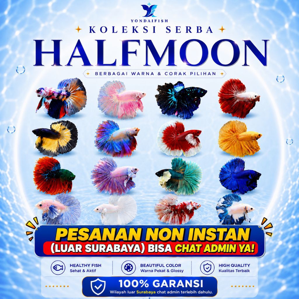 Cupang Halfmoon Semua Jenis | TOP GRADE | PINK | MASKOT | KUNING | PUTIH | BIRU | HIJAU | HULK