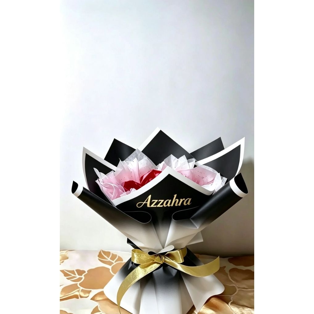 Buket bunga mawar satin besar, tunggal