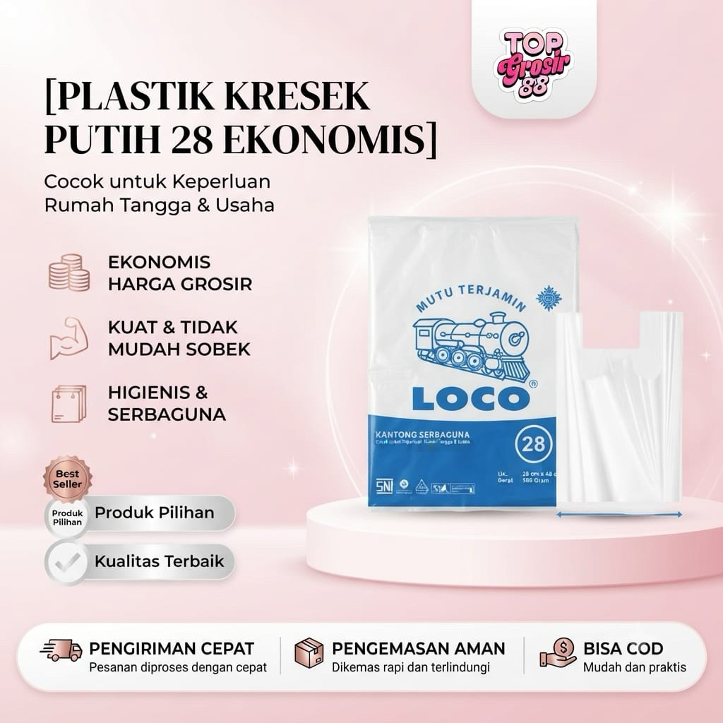 PLASTIK KRESEK PUTIH 28 EKONOMIS Isi-/+ 50 Lembar