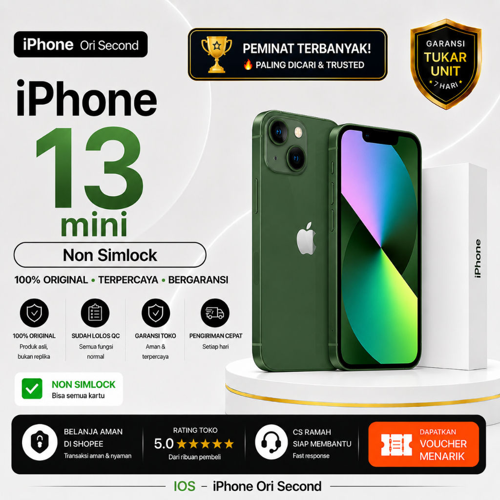 BEST IP 13 MINI 256GB 128GB Second/ALL SIM / Bekas 100% ORI/ Kondisi Mulus NORMAL NO Minus AMAN