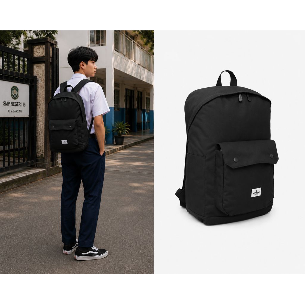 Tas sekolah Air Walk Enjoy Backpack Unisex - Black