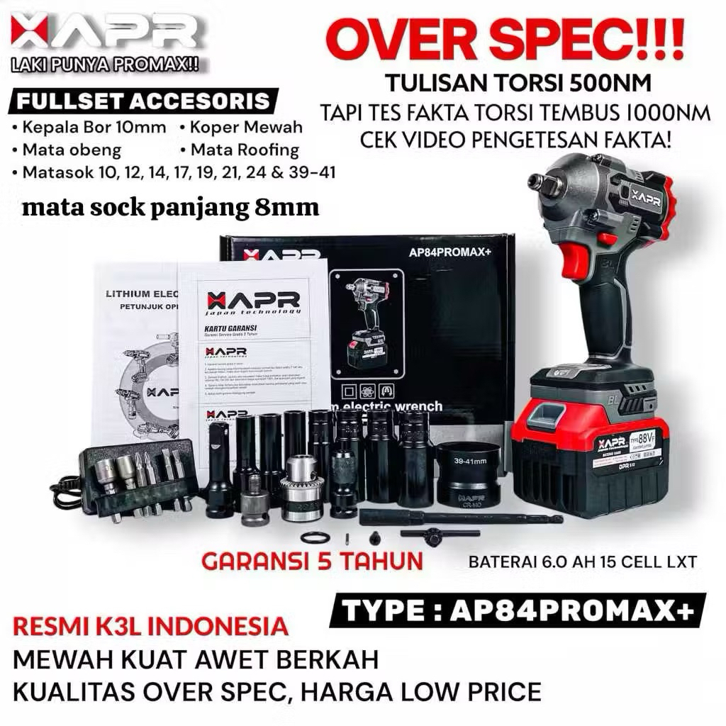 APR AP84 PROMAX+ 1000Nm New edition versi lengkap impact wrench cordless Cvt lengkap bonus
