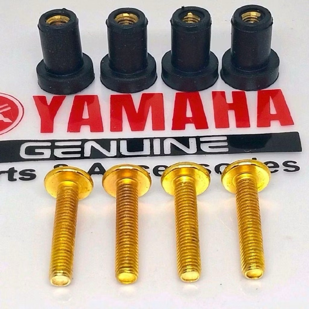 Baut Visor Baut Stainless Gold & Mur Karet Visor Motor Nmax Old/Nmax New/Lexi/Aerox/Xride