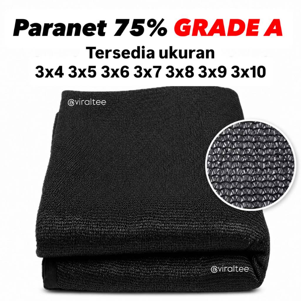 Paranet 75% (GRADE A TEBAL) Jaring Hitam 75 % Anti UV dan Hujan 2x3 3x3 3x4 3x5 3x6 3x10 3x2