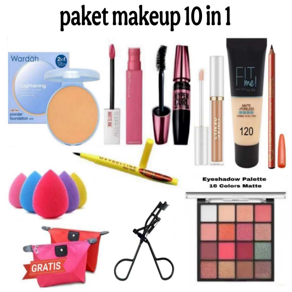 Paket Kosmetik Wardah Lengkap 10 in 1 - Paket Makeup Set Bedak Wardah Super Komplit 10 In 1 - Semua 