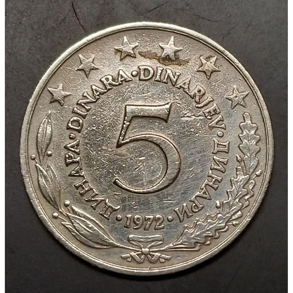 Koin Kuno Yugoslavia 5 Dinar tahun 1972 koleksi