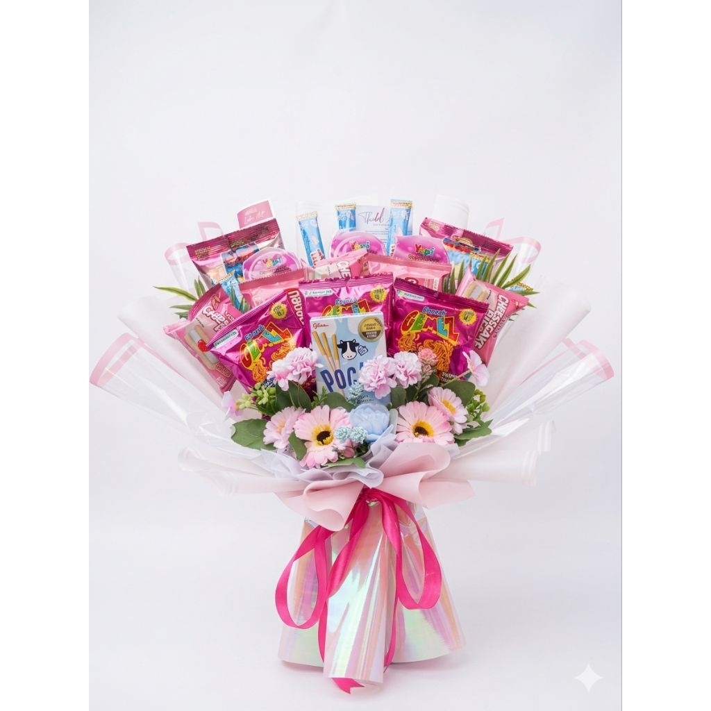 Jumbo snack bouquet pink series