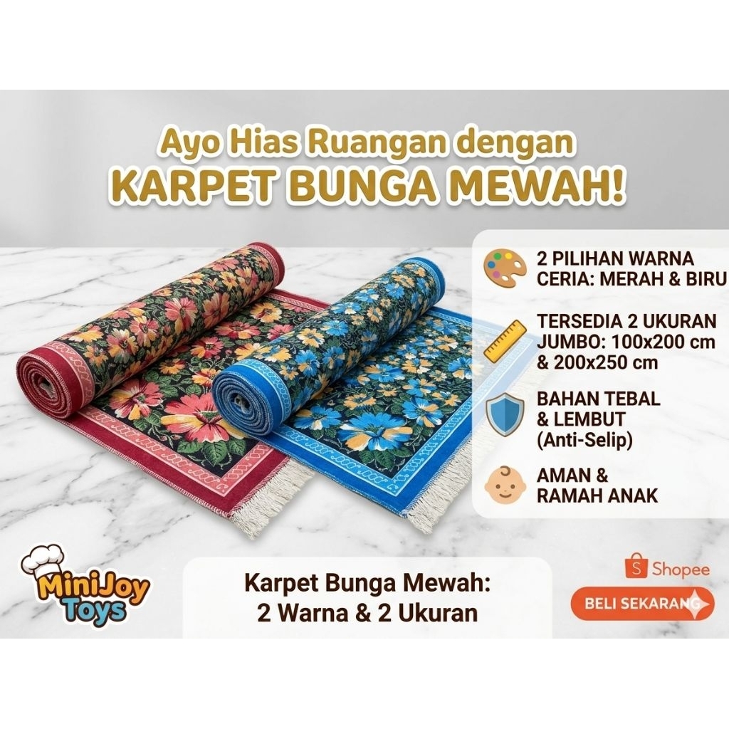 Karpet Permadani Merk Jaguar 2x2,5meter / Karpet Mendong / Karpet Plastik Jumbo