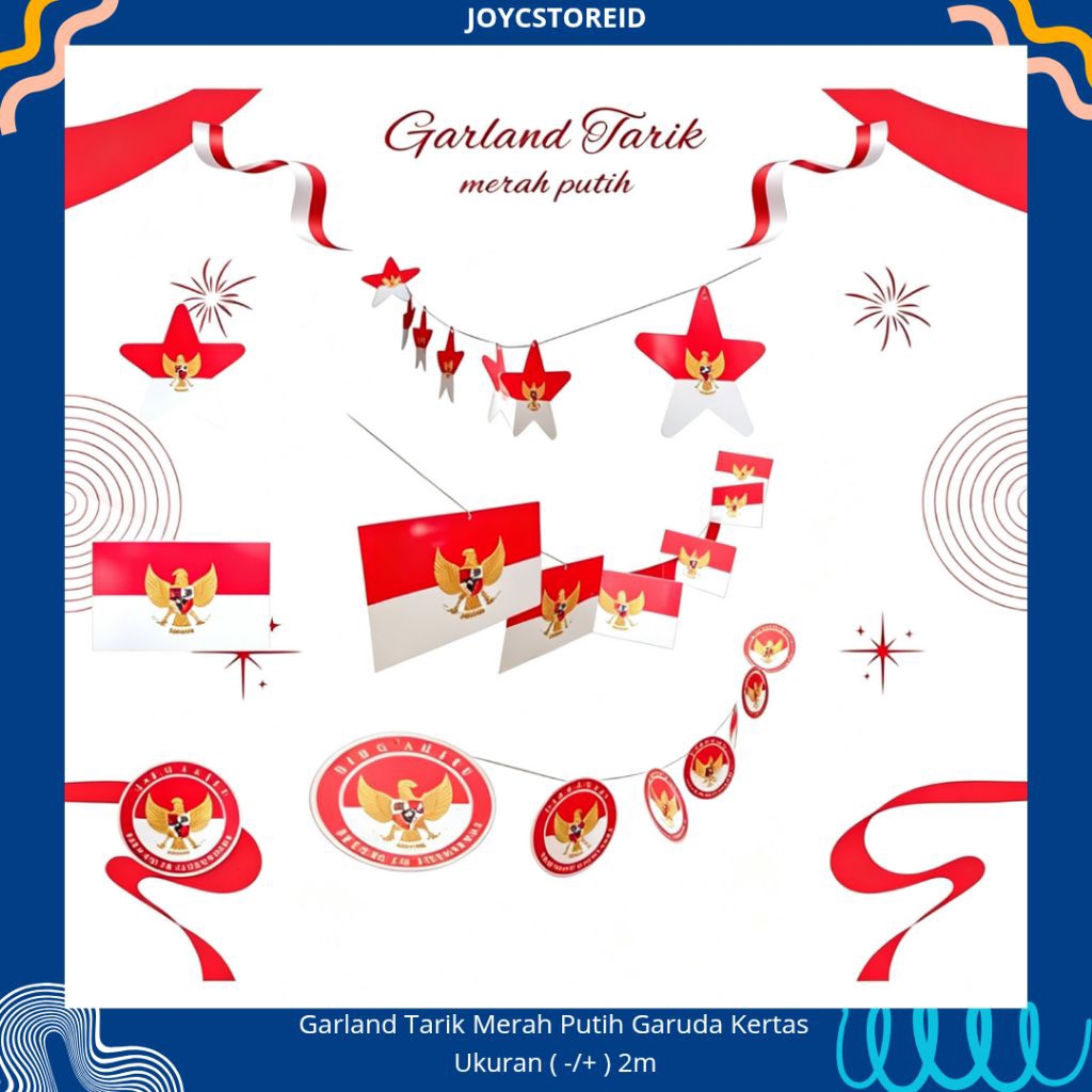 Garland Tarik Merah Putih Garuda Kertas | Garland Merah Putih| Dekorasi 17 Agustus