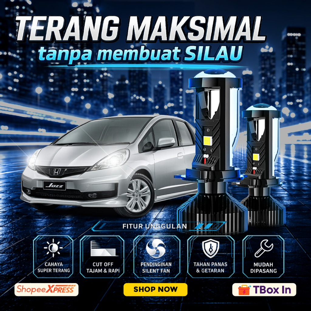 H4 Mini Biled Projie Projector Lampu LED Mobil Super Terang Putih T9 PNP Jazz GE8