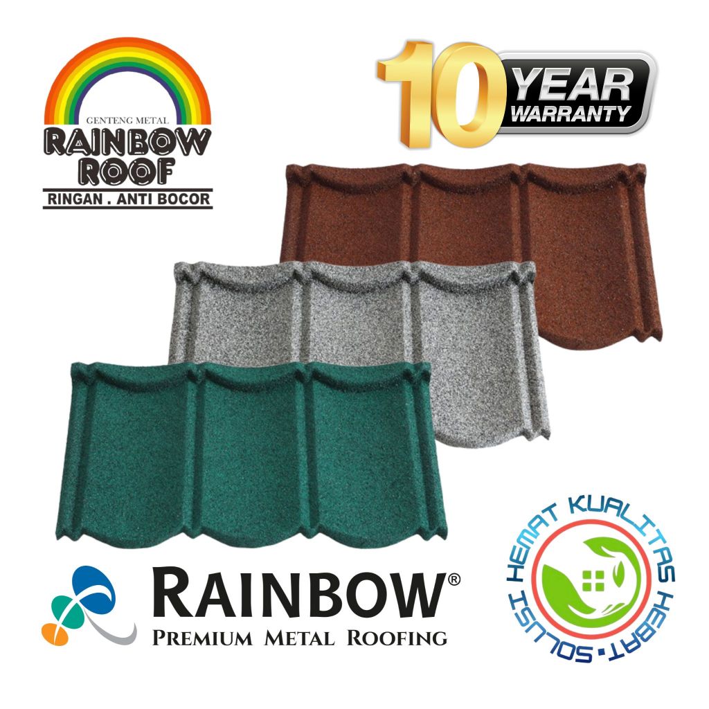 Genteng Metal Pasir Rainbow Grande Stone-Coated Metal Roof 1x3 - Premium Quality Garansi 10 Tahun

