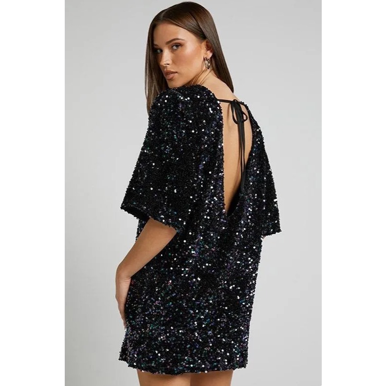 Sequin Backless Mini Dress
