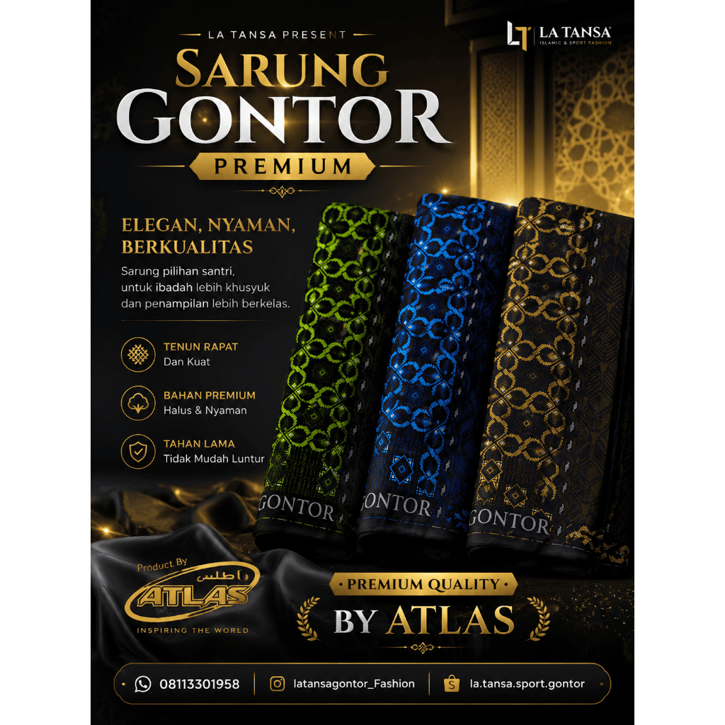 Sarung GONTOR >< ATLAS Premium Original | Sarung Santri Gontor4 Motif Elegan Tebal Halus
